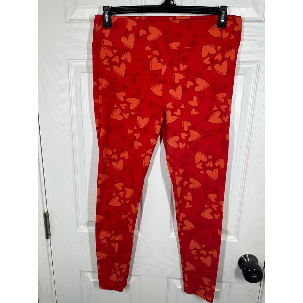 LuLaRoe Leggings Womens TC Red Heart Print Tall & Curvy Buttery Soft Stretch